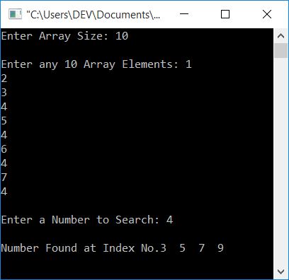 c linear search for more numbers