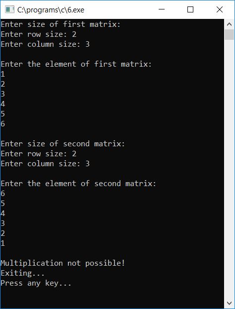 c program matrix multiplication