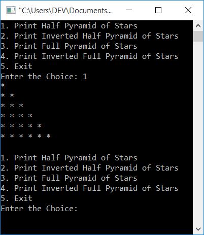 c++ print pyramid of stars