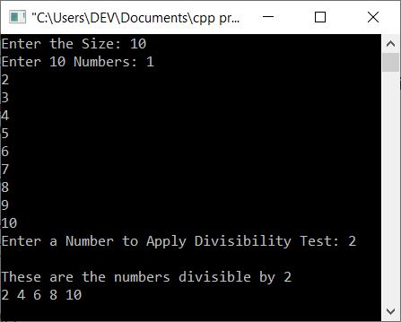 c++ program for divisibility test