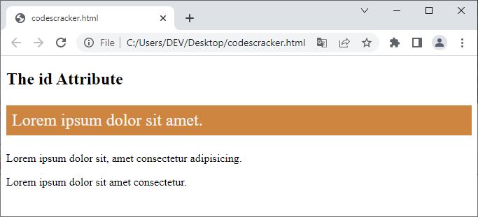 html attribute id attribute example