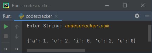 count each vowels using dictionary python