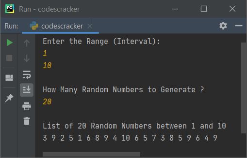 generate multiple random numbers in given range python
